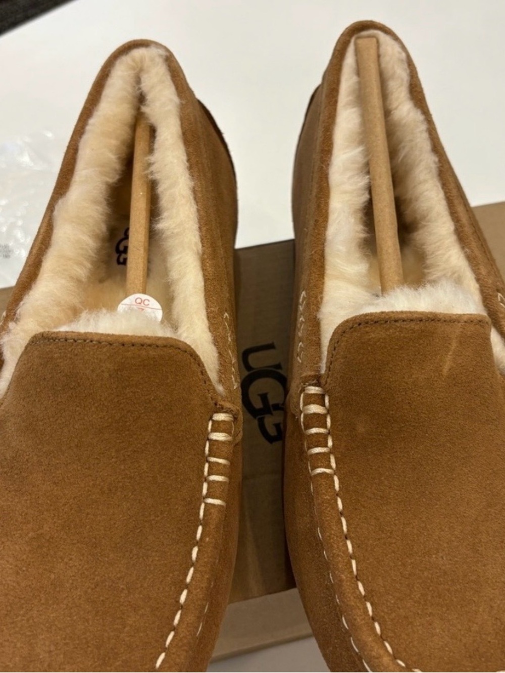 UGG Ansley Chestnut Suede Shearling Moccasin Slippers